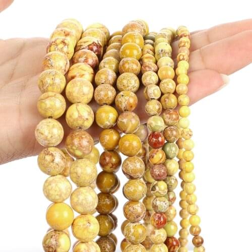 Yellow Emperor American Turquoises Howlite Natural Stone Beads Loose Spacer Bead For Jewelry Making Bracelets DIY 4/6/8/10/12MM