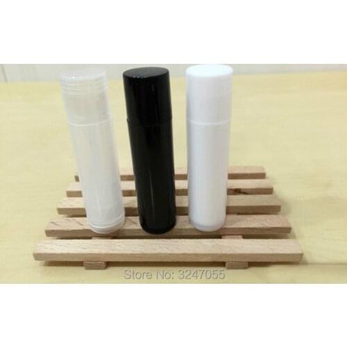 100pcs/lot 5ML White Empty Lip Balm Tube, DIY Plastic Cosmetic Lip Rouge Filling Containers, Black Lipstick Refillable Bottle