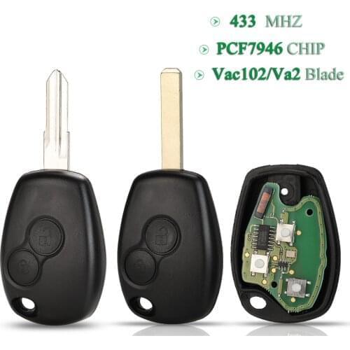 Bilchave 2Buttons 433MHz For Renault Megan Modus Clio Modus Kangoo Logan Sandero Duster FOB PCF7946 Chip Remote Car Key