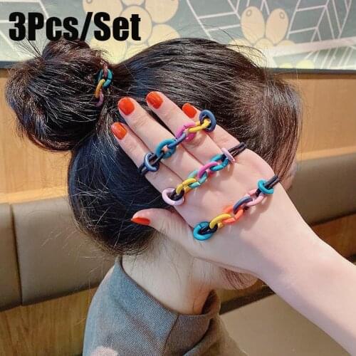 3Pcs/Set Korean Candy Color Summer Head Chain Headband Unique Head Piece Elastic Hair Band Rope Jewelry Hair Accessories