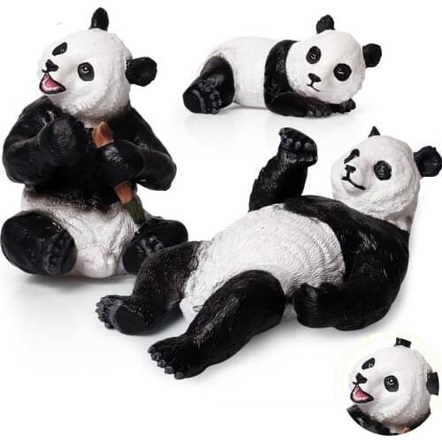 3 Kinds Simulation Panda Animal Figure Collectible Toys Cute Panda Animal Action Figures Kids Plastic Cement Toys