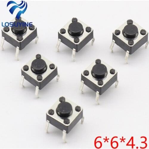 50pcs/lot 6x6x4.3MM 4PIN G89 Tactile Tact Push Button Micro Switch Direct Plug-in Self-reset DIP Top Copper Free Shipping
