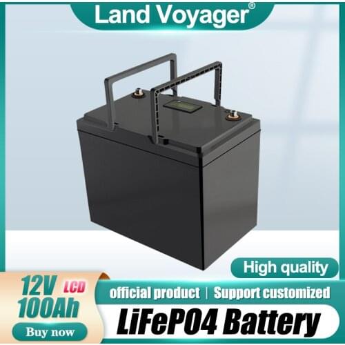 Land Voyager 12V 100AH lifepo4 battery with 100A BMS 4S 12.8V 1200W backup power inverter For RV Campers Solar Golf Carts Marine