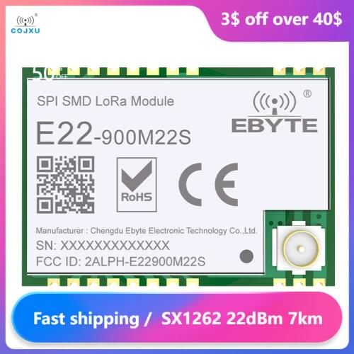 LORAWAN SX1262 LoRa TCXO Wireless Transceiver E22-900M22S SPI 868MHz SMD 915MHz SMD ebyte Transmitter Receiver rf Module