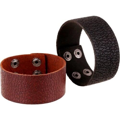 Boho Gypsy Hiphop Hippie Punk Brown Black Real Leather Caving Veins Pattern Charm Wide Wrap Big Adjustable Man Bracelet Bangle