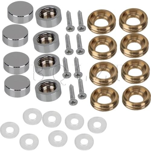 BQLZR 8 x Silver Tone Round Cap Mirror Nail Decorative Copper Screws Furniture Fitting