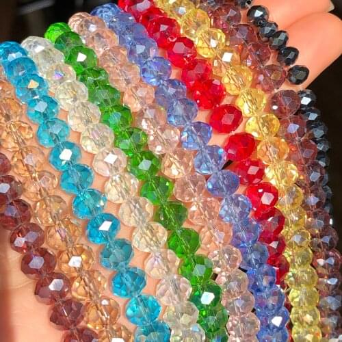 3/4/6/8mm Austria Faceted Crystal Beads Rondelle Glass Beads Loose Spacer Beads For Jewelry Making DIY Bracelet Accessories