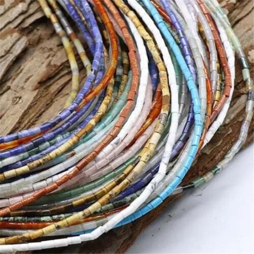 Natural Stone Tiger eye 2x4mm Pipe Loose Beads Polished Tube Centered Drilled Beads For DIY Making Jewelry Pendant 15" Strand