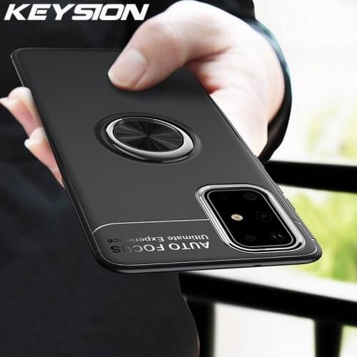 KEYSION Ring Phone Case for Samsung S20 Ultra S10+ Note 10 Plus Shockproof Silicone Cover for A51 A71 A70 A50 A40 A30 20 10 M30S