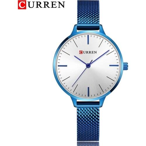 CURREN New Women Watches Fashion Blue Stainless Steel Mesh Analog Quartz Watch Woman 2021 Ladies Casual Clock Wristwatch Relogio