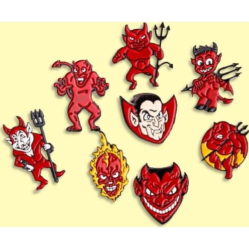 Flame Demon Enamel Pins Red Hell Shura Badge Brooches Denim Clothes Bag Lapel pin Fashion Jewelry Gift For Friends Men