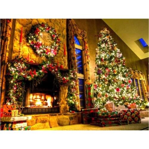 Fireworks Embroidery Mosaic Christmas Tree Diamond Painting Kits Beads Picture Wall Paper Rhinestones Drawing Christmas Gift New