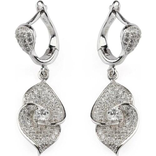 Fleure Esme Charm Shinning christmas Wedding Earrings For Women Men gifts dropshipping White Cubic Zirconia Rhodium Plated R3150