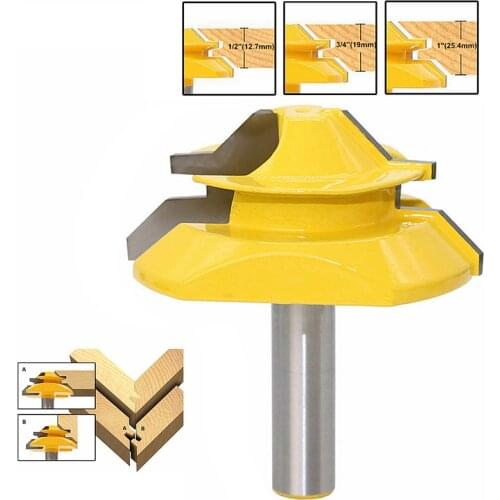 1/2"1/4“ 8mm Shank 45° Lock Miter Router Bit 8*1-1/2 8*1-3/8 Tenon end Milling Cutter Tools Drilling Milling For Wood working