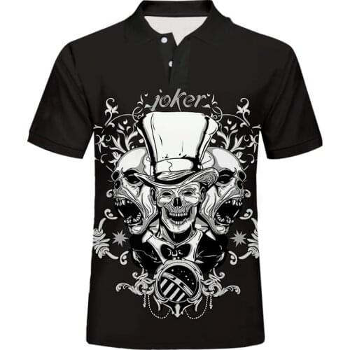 IFPD EU/US Size Joker Skull 3D Polo Shirt Mens 3D Printed Shirt Men Plus Size Clothes Summer Homme Hip Hop Streetwear Tracksuits