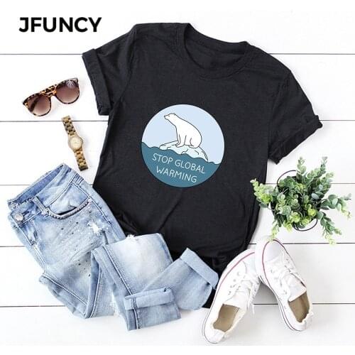 JFUNCY Plus Size Summer Womens T-shirts Printed 100% Cotton T Shirt Woman Tshirt Short Sleeve Casual Loose Female Tee Tops