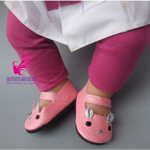 Doll Shoes Fits for 18" 45 girl Doll Cute Mouse Shoes Doll Accessories Reborn babby Doll Shoes