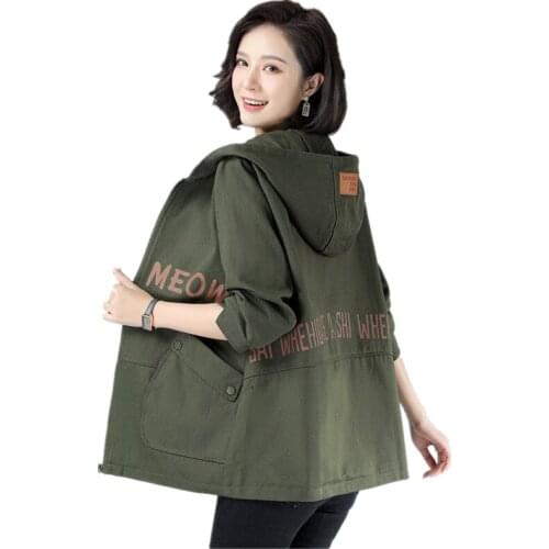 2021 New Spring Autumn Women Jacket Korean Loose Long Sleeve Hooded Jackets Casual Female Windbreaker Outerwear Plus Size L-4XL