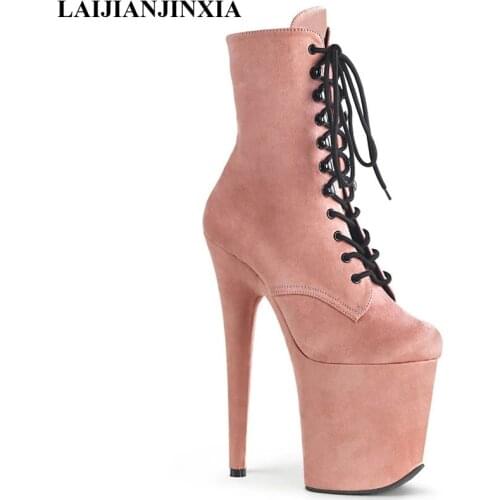 LAIJIANJINXIA New Knight Female 20CM High Heel Platform Ankle Boots Women Autumn Winter Shoes Sexy Nightclub Pole Dancing Boots