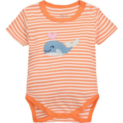 Y427 free shipping Summer new orange whale boys and girls baby stripes triangle jeans newborn cotton cotton summer clothing