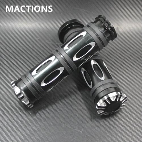 Motorcycle 1" Aluminium CNC Handlebar Hand Grips Black For Harley Sportster XL 883 1200 Softail Touring Dyna V-Rod VRSC