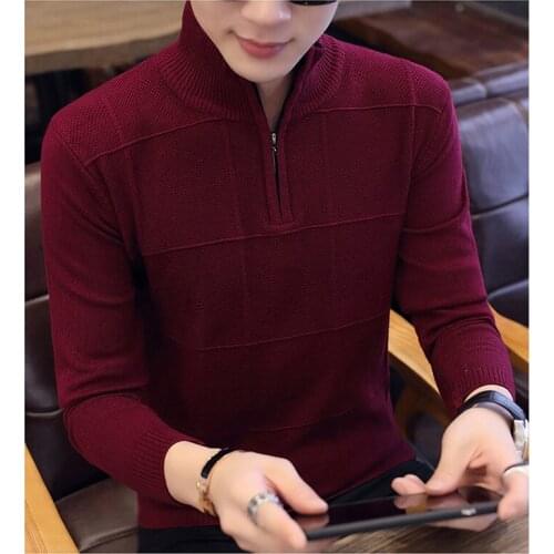 2019 New Autumn Winter Mens Sweaters Warm Cashmere Wool Zipper Pullover Sweaters Man Casual Knitwear Plus Size M-3XL