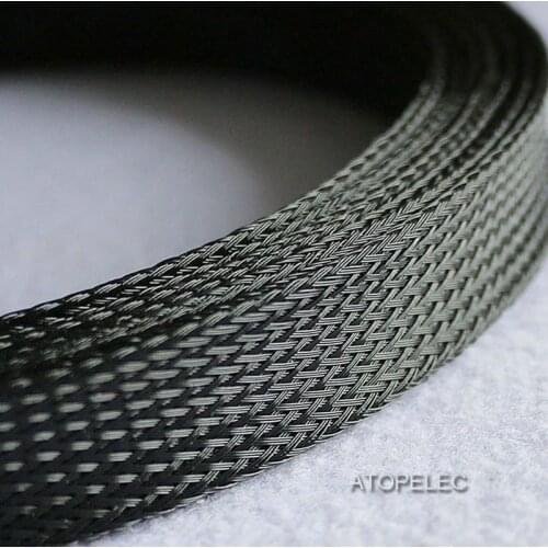 2M Braided PET Expandable Sleeving Cable Wire Sheath Wide 18mm/20mm/25mm/30mm/35mm/40mm/50mm/60mm/70mm/80mm/100mm Black Color