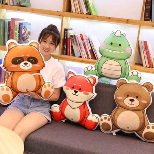 50CM Printed Animal Pillow Washable Plush Padded Pillow Elephant Dinosaur Sofa Pillow Home Decor Birthday Present For Girls