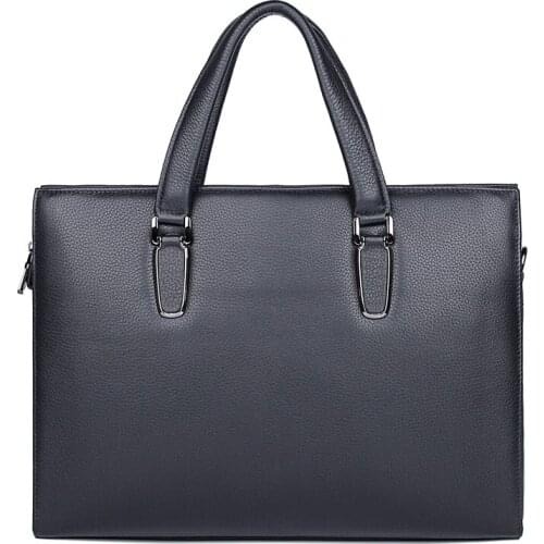 Man Briefcase Bags 15" Laptop Casual Tote Hand Travel Business Bags Men Shoulder Crossbody Big Bag Handbags Real Leather