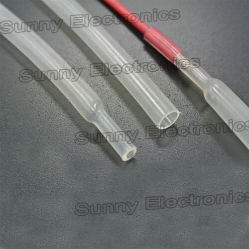 1/8" (3.2mm) ID 3:1 200M/Roll Transparent clear Adhesive Glue Lined Heat Shrink Tubing