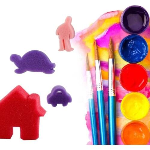 39Pcs/Set Hot Sale Painting Craft Brushes Set for Kids Mini Flower Sponge Painting Brushes for Children Early Learning Education