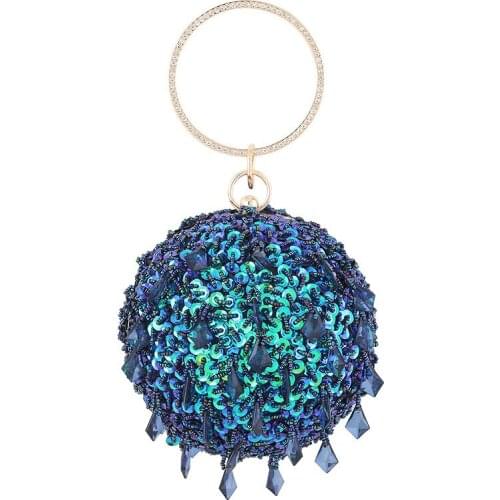 2021 Luxury Design Sequined Clutches Bag Women Mini Circular Evening Bag Silver Gold Sequins Phone Pack Wedding Bride Handbag