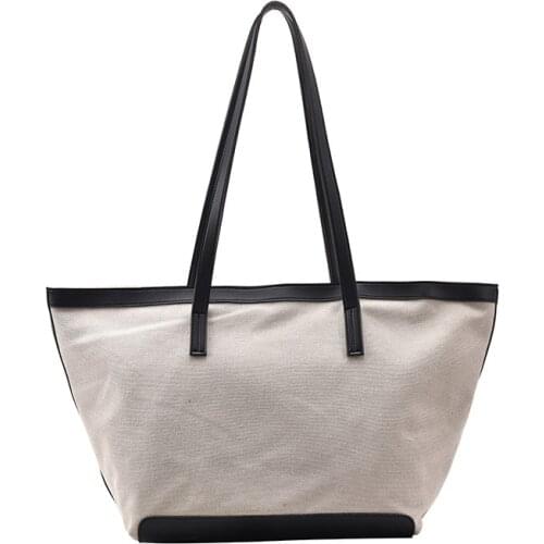 New Fashion Canvas Tote Bag Large Capacity Simple Foreign Style Big Brand Shoulder Bag Shopper Spring Summer Handbags Women Bag
