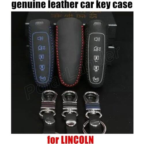 Only Red best selling car key case cover sewing Hand DIY car styling Genuine quality leather fit for FORD EDGE EXPLORER LINCOLN