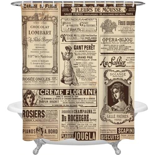 Newspaper English Letters Retro Shower Curtain Home Bathroom Decor Shower Curtain Waterproof Christmas Shower Curtain