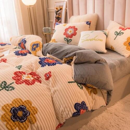 40Printed Magic Fleece Winter Duvet Cover Velvet Quilt Cover Flower Warm Comforter Cover Stripe Bed Cover Flannel Throw Blanket
