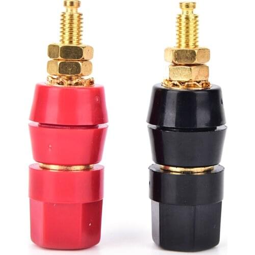1 Pair Banana Plugs Couple Terminals Red Black Connector Amplifier Terminal Binding Post Banana Speaker Plug Jack New Arrival