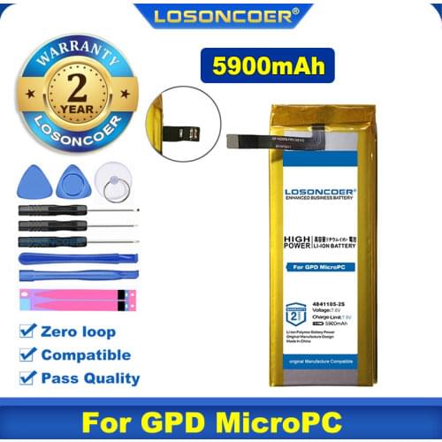 100% Original LOSONCOER 4841105-2S 5100mAh Laptop Battery For GPD MicroPC Battery Handheld Gaming Laptop GamePad