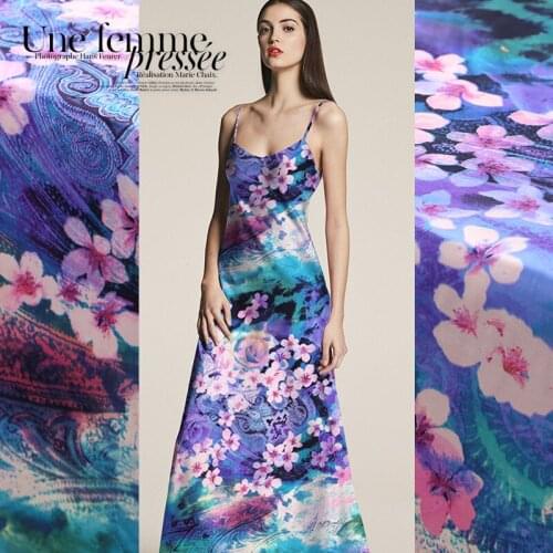 118cm printed stretch silk fabric satin 19mm silk stretch satin fabric meter digital inkjet dress fabric wholesale silk cloth