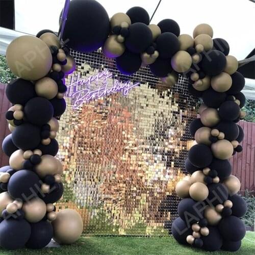 144pcs Gold Black Balloon Arch Garland Kit Chrome Latex Balloons Wedding Decoration Baby Shower Birthday Globos Party Supplies
