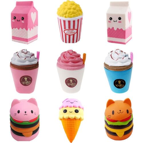 2020 Jumbo Squishy Toys Children Slow Rising Antistress Toy Cat Hamburger Fries Squishies Stress Relief Toy Funny Kids Gift Toy