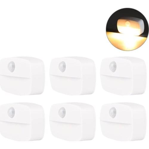 3PCS/6PCS Set LED Motion Sensor Night Light Indoor Sensor Closet Lights Wall Lamp Stairs Intelligent Body Light Sensor Lamp