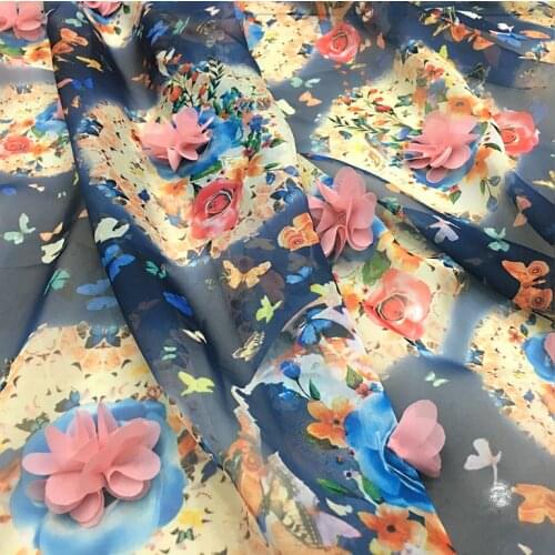 3d pink flower lace embroidery lace fabric Wedding Dress Tulle Skirt Material fabrics for patchwork