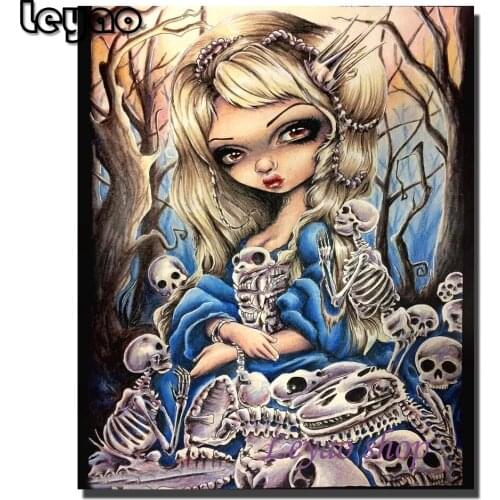 5D DIY Diamond Painting Vampire Girl Cartoon Skull Full Square Round Diamond embroidery Cross stitch Diamond mosaic Home Decor