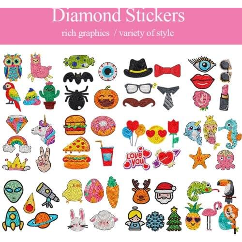 5D Round Diamond Painting Stickers Dla Dzieci Art Kits for Kids DIY Arts Crafts Set Animals Mosaic Sticker Pinturas Diamantes