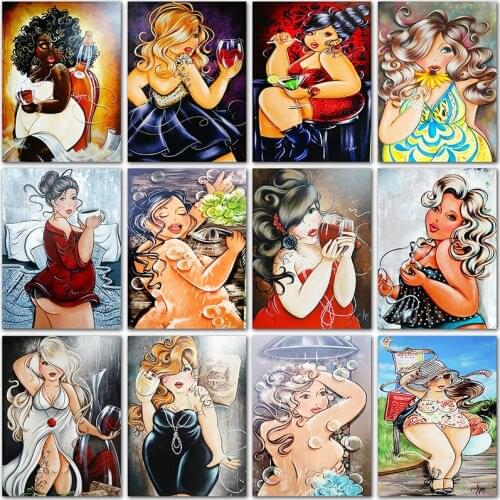 5D DIY Diamond Painting Cartoon Fat girl Ladies cute home decor Full Square&Round Diamond embroidery Cross stitch Diamond mosaic