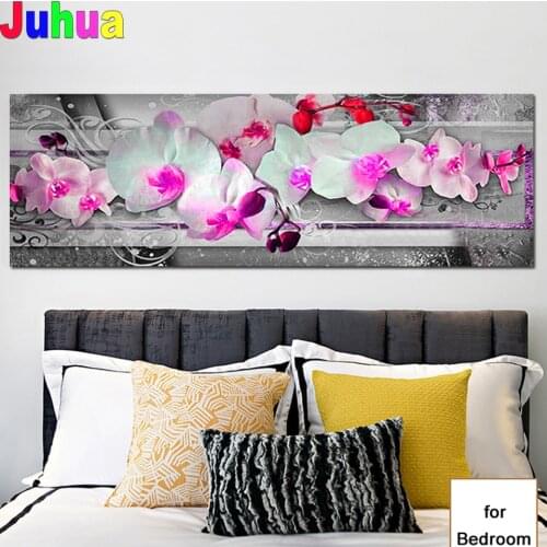 Diamond Painting Cross Stitch Pink White orchid 5D Diamond Embroidery Mosaic Flowers full square round drill large Size