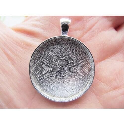 Free Shipping 50pcs Heavy Silver Plate Base Setting Tray Bezel Pendant Charm/Finding,Fit 30mm Cabochon/Cameo,DIY Accessory