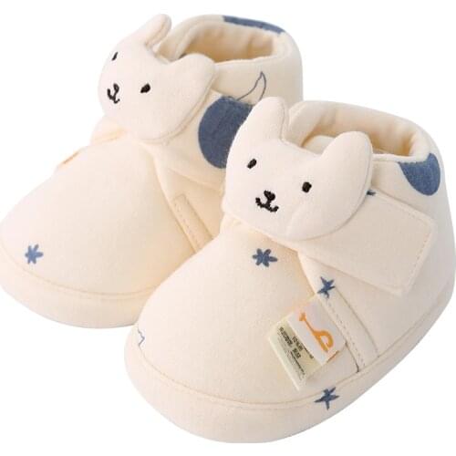 Pureborn Newborn Unisex Baby Shoes Cartoon Baby Girl Booties Anti-Slip Baby Boy Slippers Winter Spring Autumn First Walkers