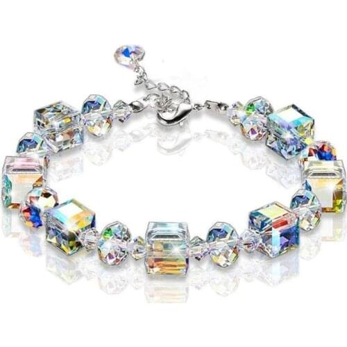 Northern Lights Bracelet, Square Crystal Exquisite Luxury Fashion Bracelet HJI38-PLED73